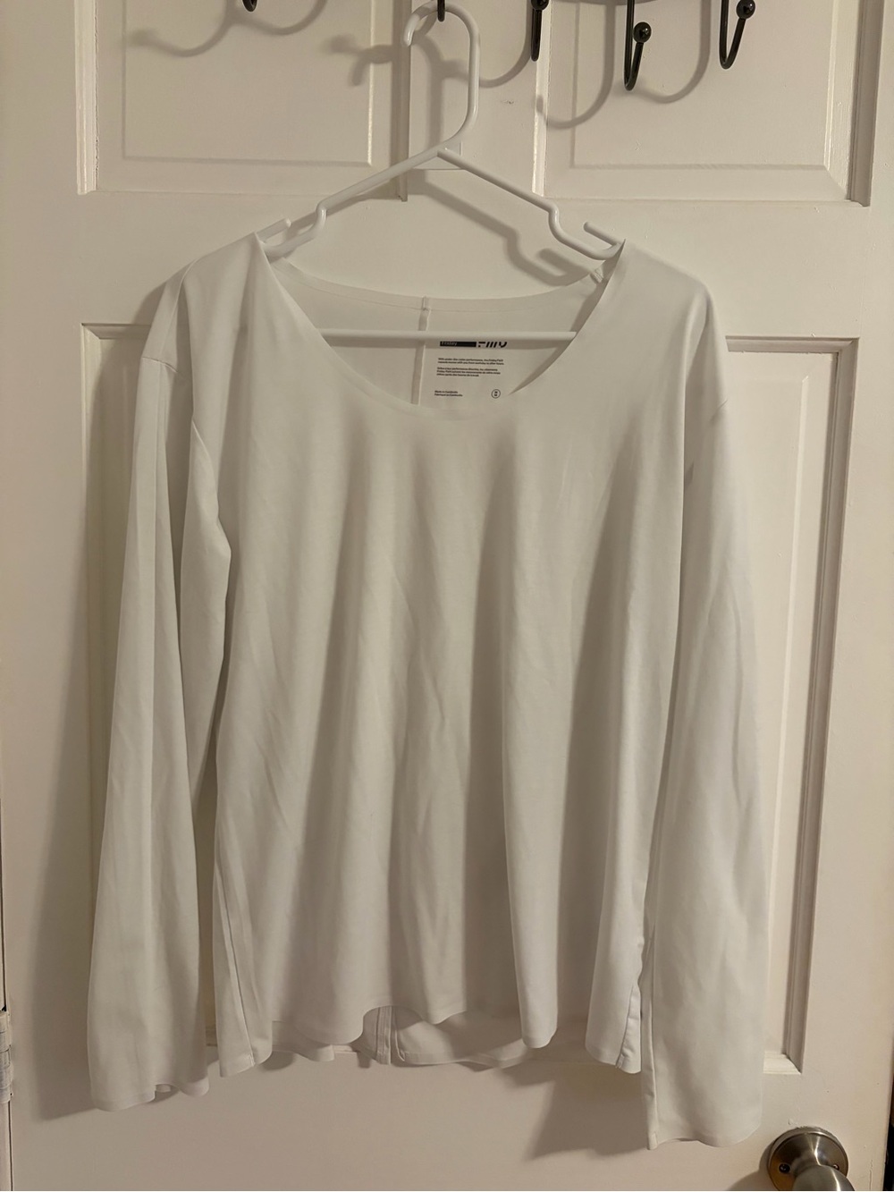 Long Sleeve Scoop Neck Tee - White